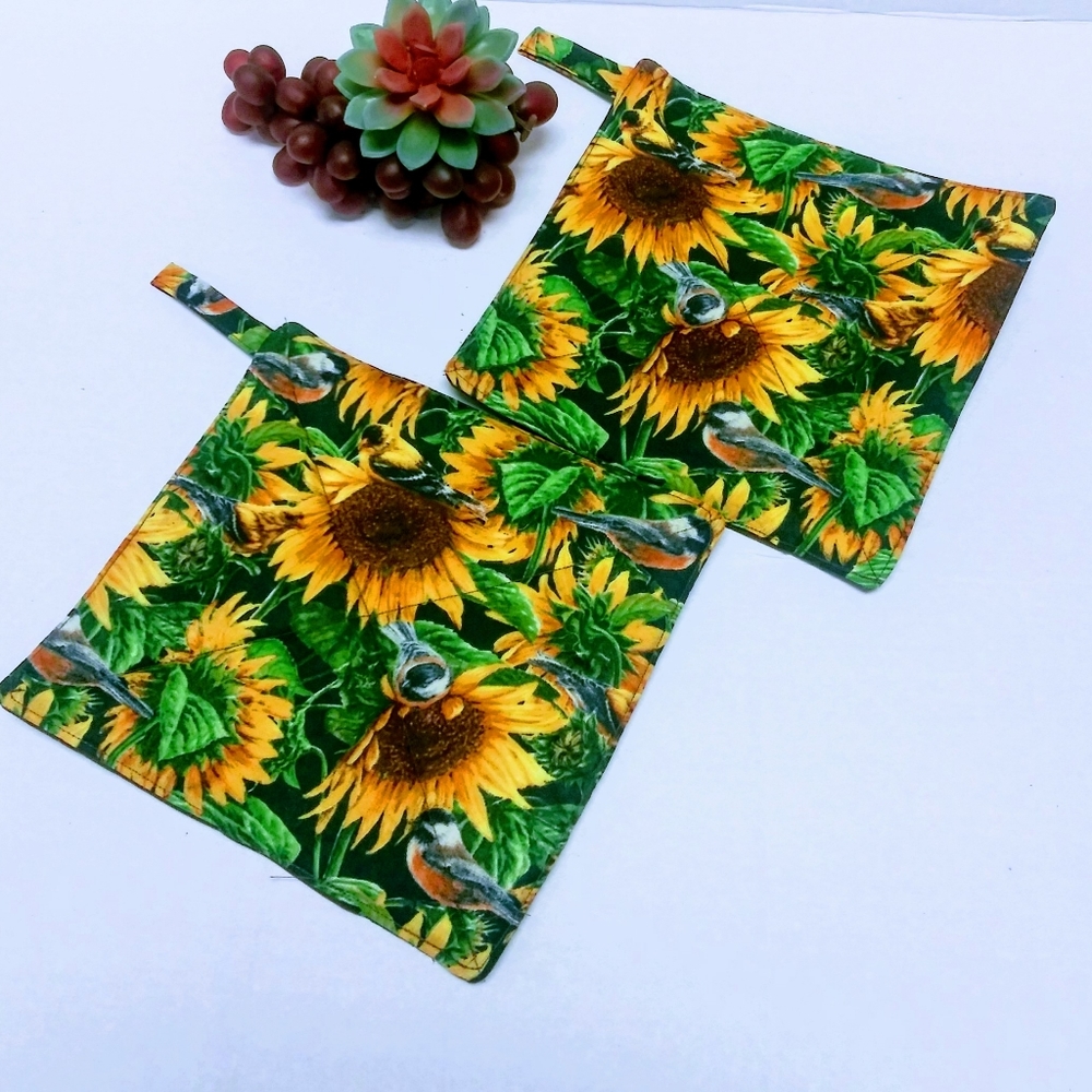 Reversible Sun Flower Handmade Pot Holder/ Hot Mat